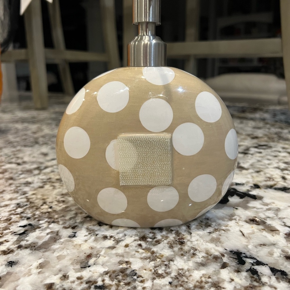 Coton Colors Happy Everything Polka Dot Beige and White Soap Dispenser Base